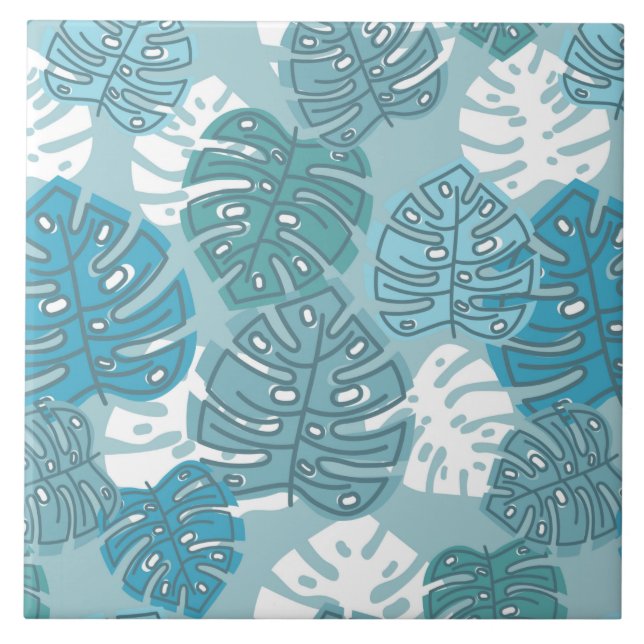 Carreau céramique feuille bleue (Devant)