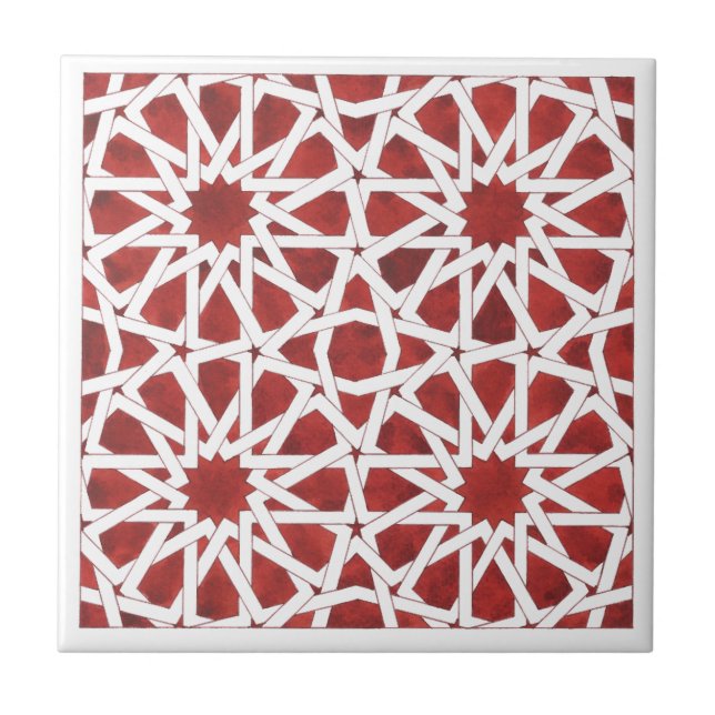 Carreau céramique Mosaïque marocaine rouge  (Devant)