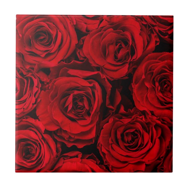 CARREAU CÉRAMIQUE: ROSES ROUGES : PERSONNALISABLE (Devant)