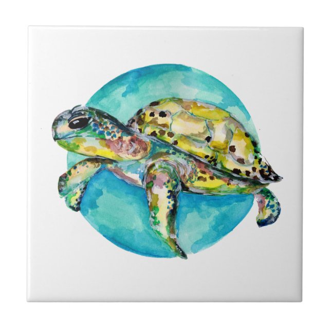 Carreau Cercle bleu de tortue verte (Devant)