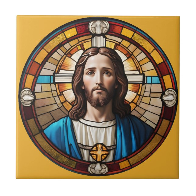 Carreau Cercle en verre tendu Jésus-Christ Circulaire Faux (Devant)