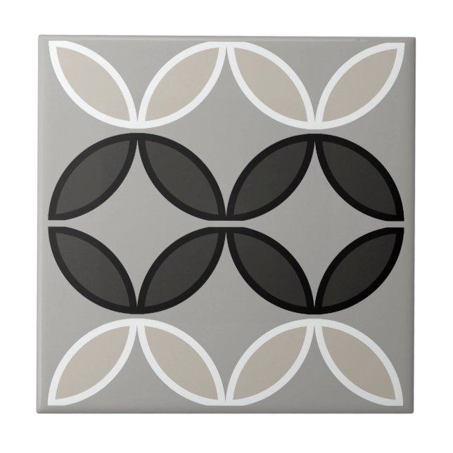 Carreau Cercle noir blanc et gris ou pétales de fleurs (Devant)