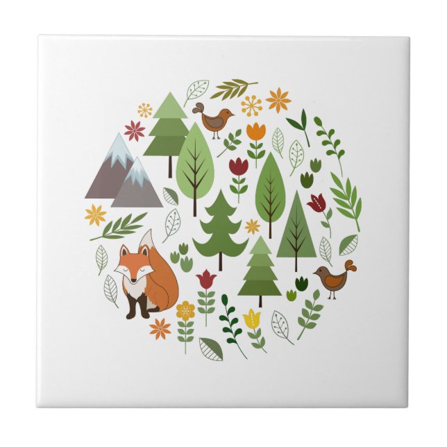 Carreau Cercle scandinave d'illustrations de style (Devant)