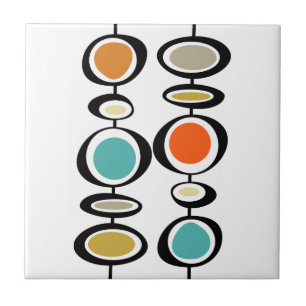 Carreau Cercles Abstraits Mi-Siècle moderne coloré Rétro