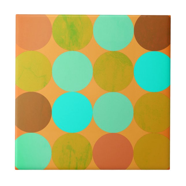 Carreau Cercles bleu turquoise vert et orange (Devant)