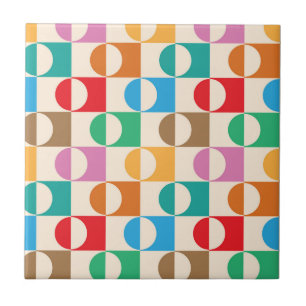 Carreau Cercles colorés de milieu de siècle sur motif carr
