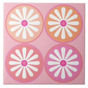 Carreau Cercles de marguerite hipster dans des tons chauds