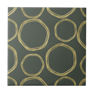 Carreau Cercles dorés et vert olive rustique Chic Moderne