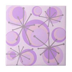Carreau Cercles du milieu du siècle Starburts Lavender