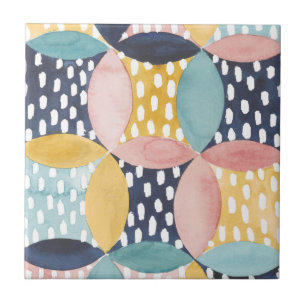 Carreau Cercles géométriques aquarelle