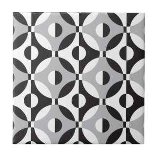 Carreau Cercles géométriques de noir, blancs et gris