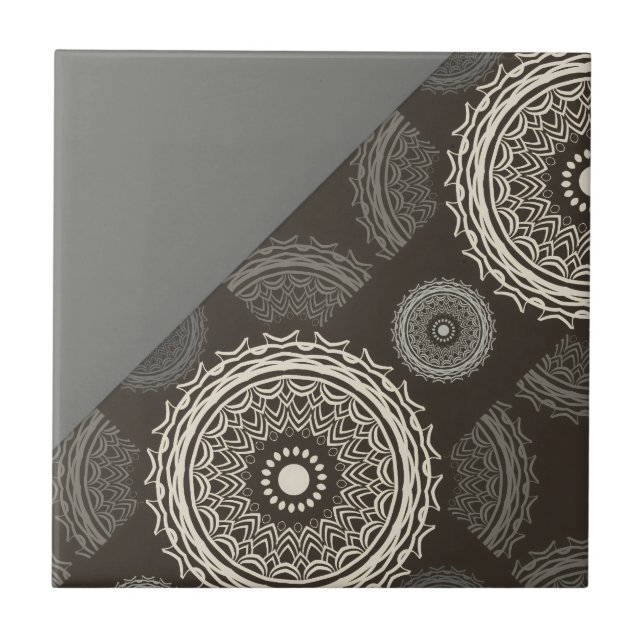 Carreau Cercles gris argent Abstrait (Devant)