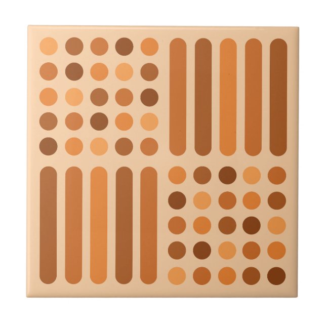 Carreau Cercles modernes du milieu du siècle Lignes orange (Devant)