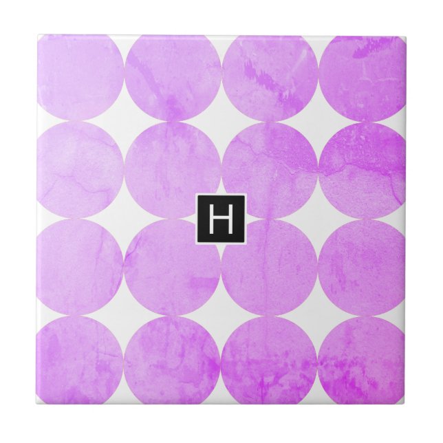 Carreau Cercles violets modernes | Monogramme (Devant)
