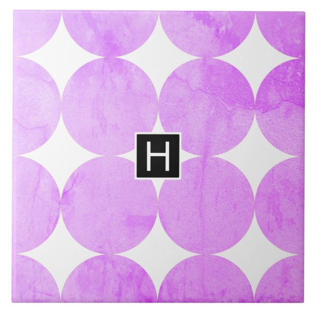 Carreau Cercles violets modernes | Monogramme (Devant)