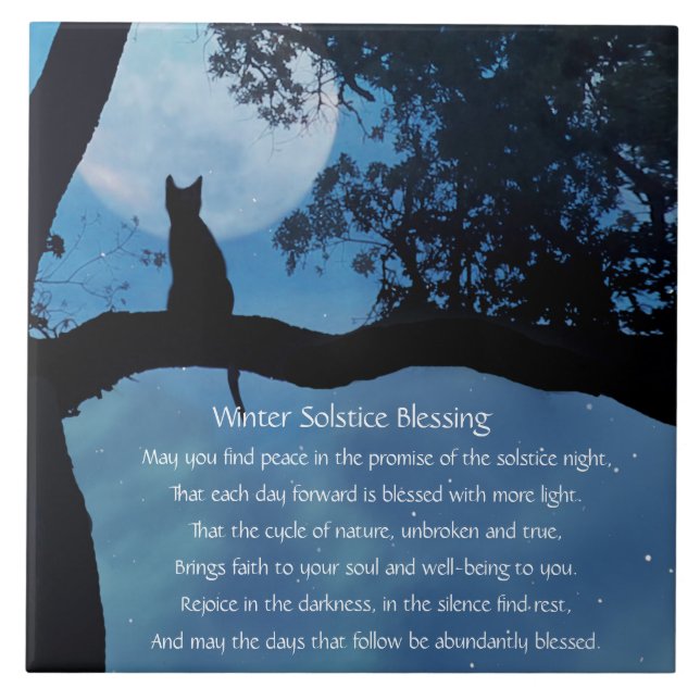Carreau Cérénonie de poème de chat mignon dans l'arbre et  (Devant)