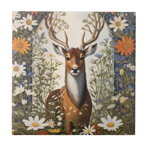 Carreau Cerf au milieu de la marguerite