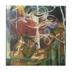 Carreau Cerf dans la forêt par Franz Marc, Art Vintage