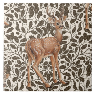 Carreau Cerf sur le motif damassé de chêne décoratif en ma