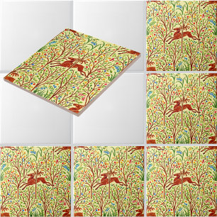 Carreau Cerfs dans une illustration de motif rétro Art nou