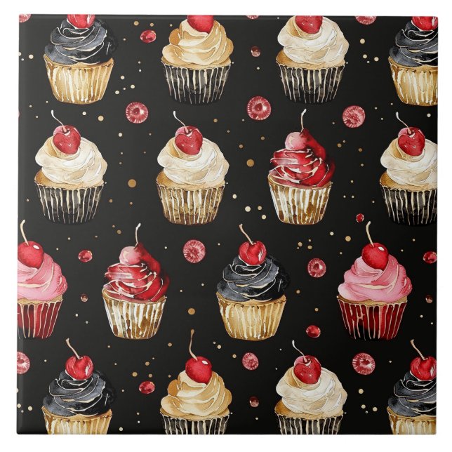 Carreau Cerise de gâteaux noirs en or rouge (Devant)