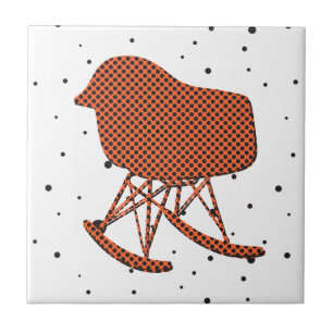Carreau Chaise Motif orange du milieu du siècle Silhouette