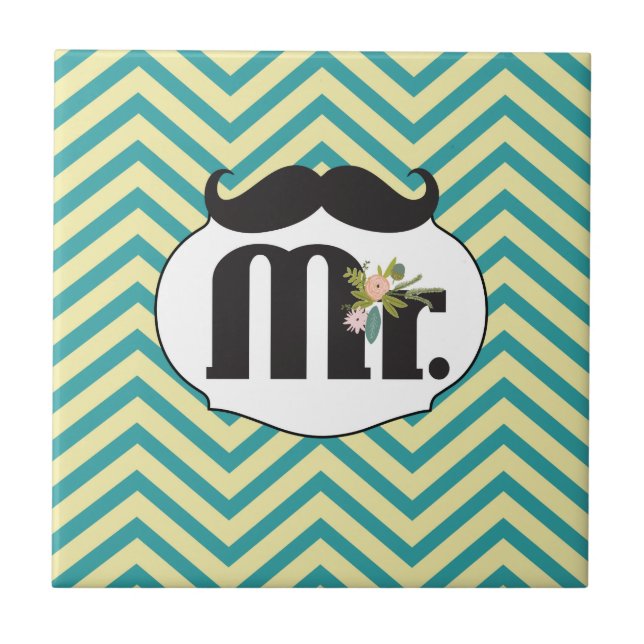 Carreau Chalkboard Mr Jaune et Green Zigzag Chevron (Devant)