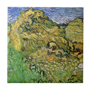 Carreau Champ avec piles de blé par Vincent van Gogh
