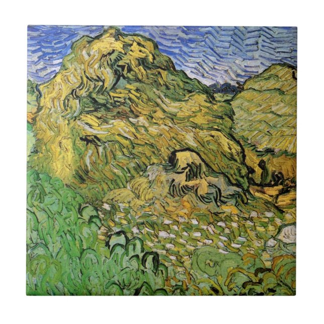 Carreau Champ avec piles de blé par Vincent van Gogh (Devant)