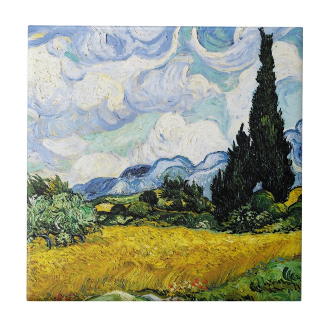 Carreau Champ de blé Vincent Van Gogh avec Cyprès (Devant)