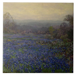 Carreau Champ de fleurs de bleuets (paysage rural)
