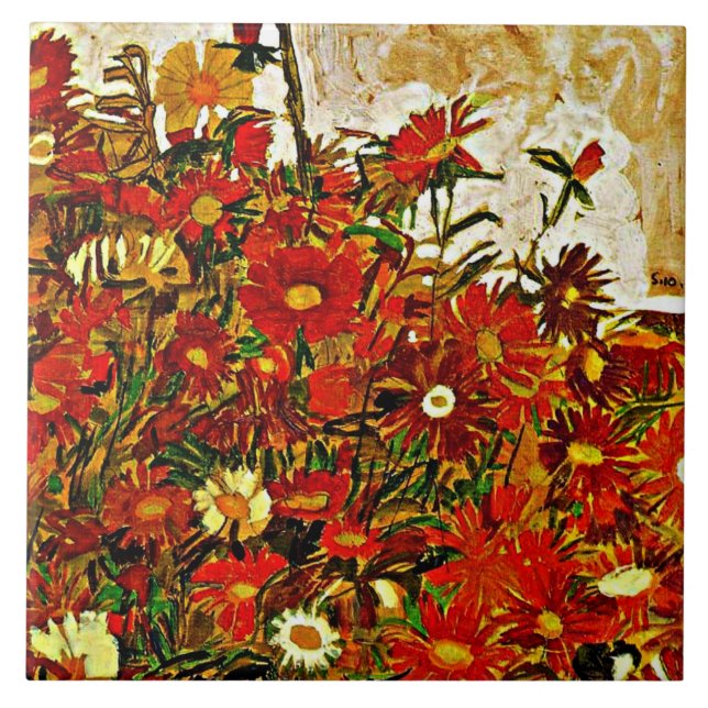 Carreau Champ de fleurs - OEuvre d'Egon Schiele, (Devant)
