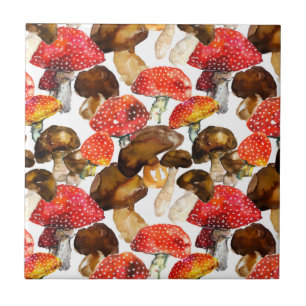 Carreau Champignons d'aquarelle motif de chute