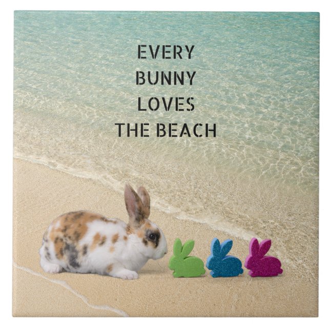 Carreau Chaque Bunny Aime La Plage Pâques Tropicales (Devant)