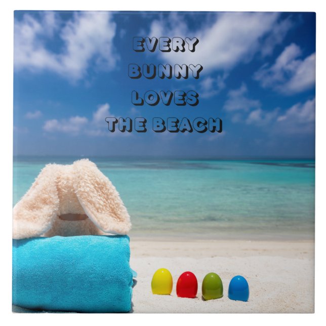 Carreau Chaque Bunny Aime La Plage Pâques Tropicales (Devant)
