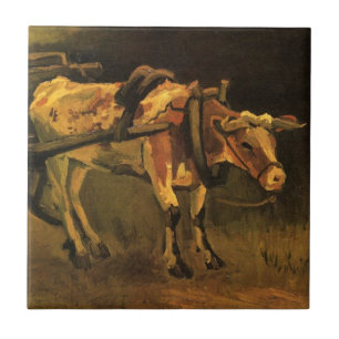 Carreau Chariot avec bœuf rouge et blanc de Vincent van Go