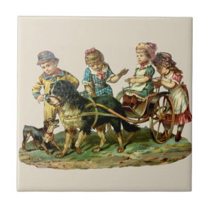 Carreau Chariot Vintage pour Enfants et Chien