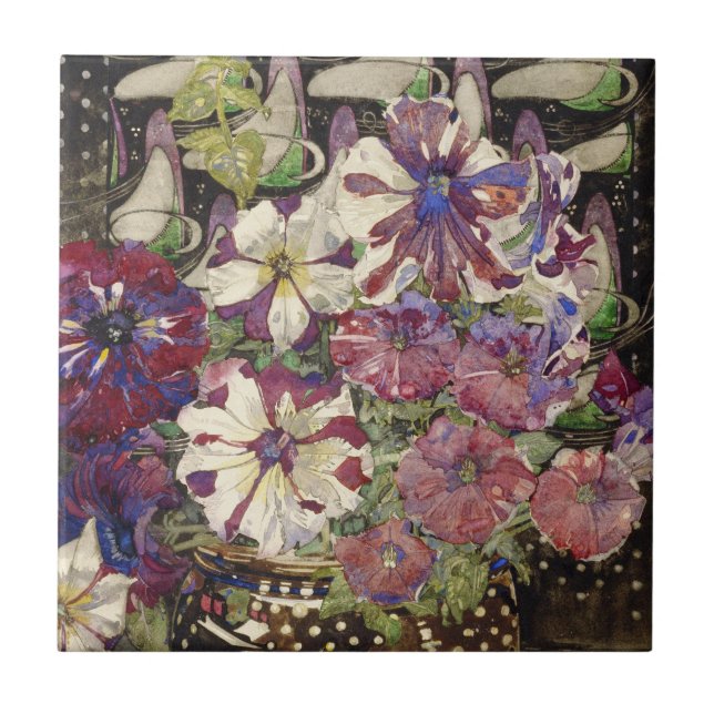 Carreau Charles Rennie Mackintosh - Petunias (Devant)