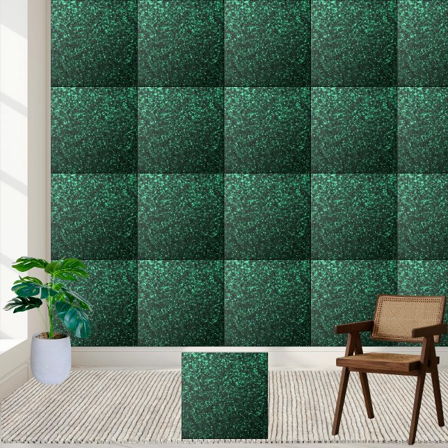 Carreau Charmante Parties scintillant verte claire (Charming Light Green Sparkling Glitter Ceramic Tile)