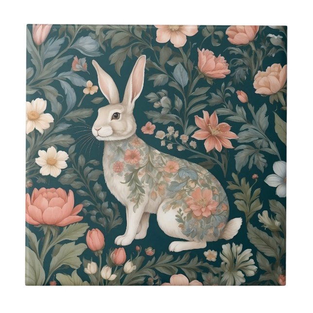 Carreau Charme Rabbit William Morris Inspiré Floral (Devant)