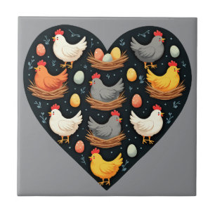 Carreau Charme rustique Cottagecore Motif de poulet de fer