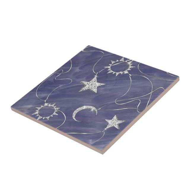 Carreau Charming mystique | Étoiles de lune d'argent Sun A (Côté)