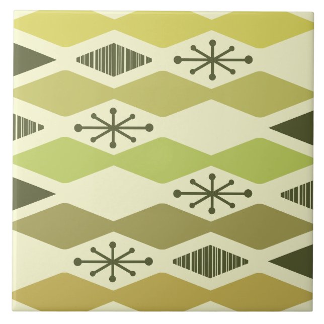 Carreau Chartreuse géométrique de l'ère atomique (Devant)