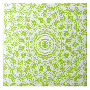Carreau Chartreuse Green Mandala Motif