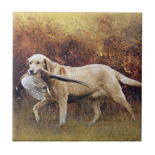 Carreau Chasse de faisan, Tapisserie d'automne Métal Impri