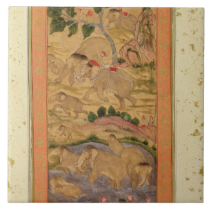 Carreau Chasseurs capturant des éléphants, du grand Cliv