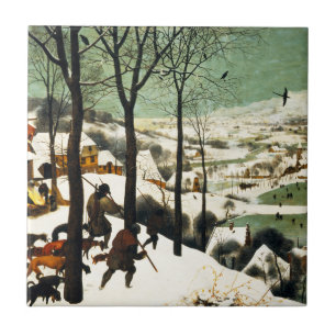 Carreau Chasseurs de Pieter Bruegel dans la tuile de neige