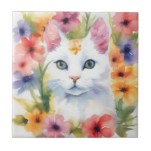 Chat à fleurs