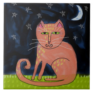 Carreau Chat au clair de lune peinture Abstraite
