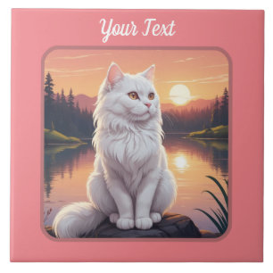 Carreau Chat blanc par lac